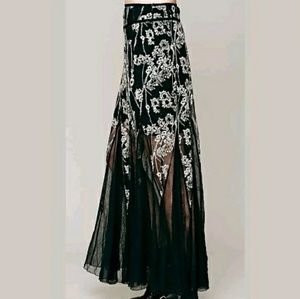 Free People Black  Sheer maxi skirt size 4 NWT!!!